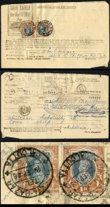 India Telegraph Form with 2 Stamps