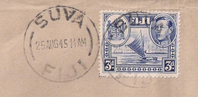 WORLD WAR II HISTORY FIJI #122 Inter Island Mail 2 the Solomons 1945 WAR'S END