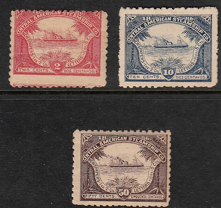 US Central America Steamship Private Post Stamps