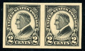 US Stamp #611 Warren G Harding 2c - PAIR - MNH - CV $20.00