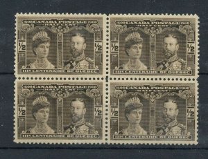 #96 half cent Tercentenary block of 4 VF MNH Cat $180 very nice  Canada mint