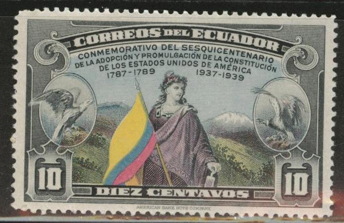 Ecuador Scott 368 MH* 1938 Liberty Flag stamp 