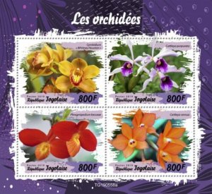 Togo - 2019 Orchid Flowers on Stamps - 4 Stamp Sheet - TG190558a