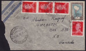 Argentina - 1945,1955 - Scott #536,626(x4) - on 1956 cover QUILINO to Canada