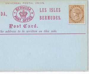 BERMUDA QV Unused HALFPENNY Stamp Early Blue UPU Postcard {samwells-covers}PJ95