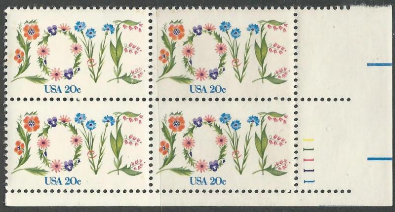 USA #  1951 LOVE - Flowers   PB4 11111-LR  (1) Mint NH