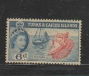 TURKS & CAICOS ISLANDS #128 1957 6p QEII MINT VF LH O.G bb