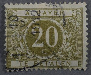 Belgium #J14 Used VG Smudged Place Cancels Date 10 ..V. 1912 HRM Good Color