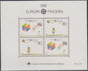 PORTUGAL / MADEIRA Sc # 130 MNH CPL SHEET of 4 EUROPA 1989 CHILDREN with KITES