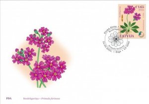 Latvia Lettland 2024 Nature Fund Bird’s-eye Primrose flower FDC