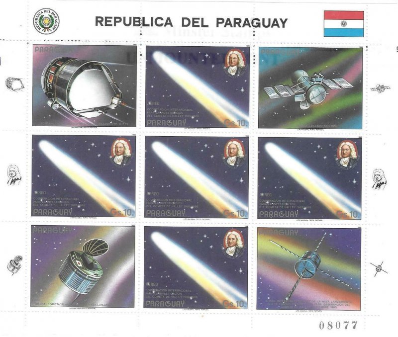 1986    PARAGUAY  -  HALLEYS COMET   -  SHEETLET  -  MNH