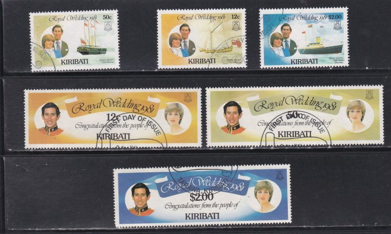 Kiribati # 373-378, Royal Wedding Prince Charles, Princess Diana, Used, 1/2 Cat.