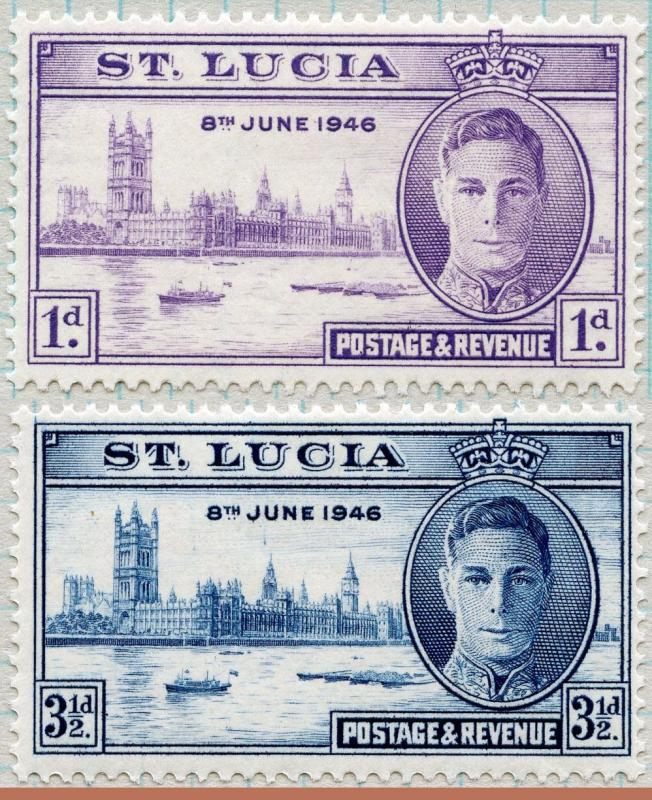 ST LUCIA 1946 - 8 June VICTORY issues SET of 2- MLH  [938]