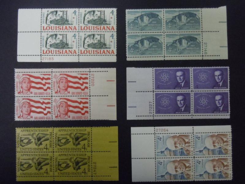 1962 US Commemorative Plate Block Year Set Complete  #1191-1207   MNH OG