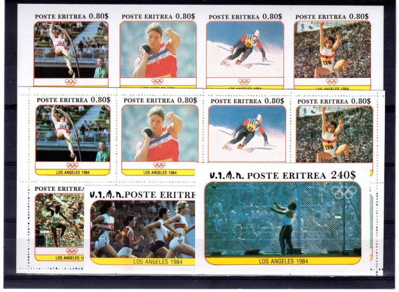 Eritrea 1984 Los Angeles Olympics Shlt(8)Perf+Imperf.+2 SS 