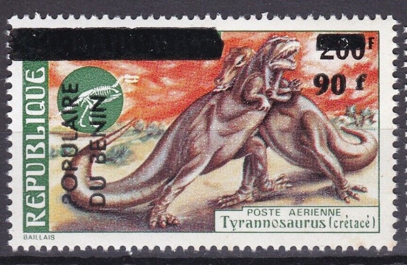 BENIN 1985 414 90F TYRANNOSAURUS PREHISTORIC DINOSAURS OVERPRINT OVERLOAD MNH-