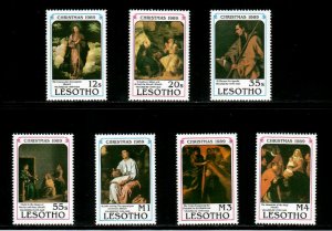 Lesotho 1989 - Velazquez Christmas Art - Set of 7 Stamps - Scott #742-8 - MNH