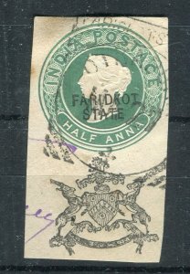 INDIA; FARIFDKOT 1890s- early QV Local used Postal Stationary PIECE