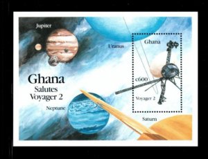 Ghana 1990 - Voyager 2 Space - Souvenir Stamp Sheet - Scott #1228 - MNH