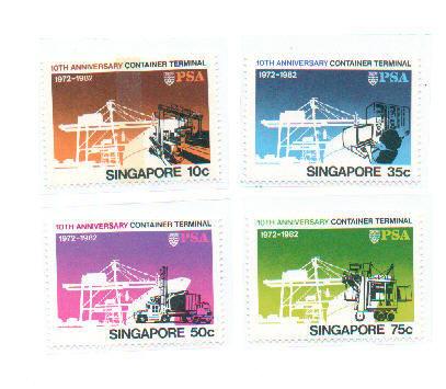 Singapore 1982 Sc 400-3 Container Terminal MNH