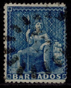 BARBADOS QV SG52, 1d blue, FINE USED. Paper makers WMK