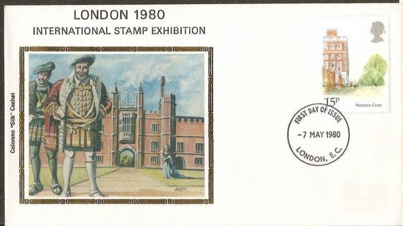 Great Britain 1980 Int'al Stamp Exhibition Hampton Court Painting Sc 913 Colo...