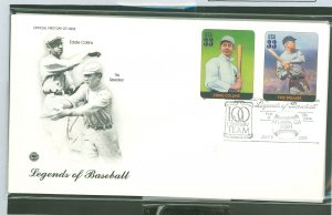 US 3408a-t Legends of baseball Postal Society 1st day cachets all 10 are unaddressed top cover has glue on front.