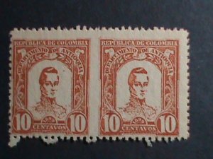 COLOMBIA-1899 SC#123-ERROR-MISSING PERFORATION BETWEEN TWO STAMPS MNH BLOCK