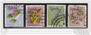 Uganda 1969, Flora Mixed, sc#116-118, 123, used