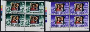 South Georgia 35-6 BL Blocks MNH Queen Elizabeth Silver Wedding, Penguins