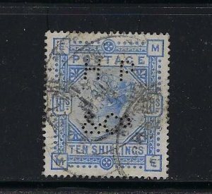 GREAT BRITAIN SCOTT #109 1884 10 SHILLING (ULTRAMARINE) PERFORATIONS  - USED