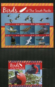 TUVALU 2015 BIRDS OF THE SOUTH PACIFIC SHEET & S/S MINT NH