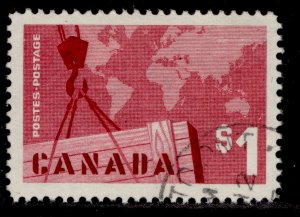 CANADA QEII SG536, $1 carmine, FINE USED.