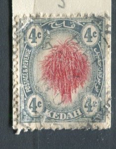 MALAYA KEDAH; 1920s early Rice Pictorial issue fine used 3c. value