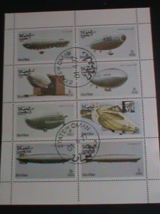 OMAN STAMP -1977 WORLD FAMOUS AIR SHIPS-ZEPPELIN -CTO FULL-SHEET VERY FINE