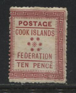 Cook Islands 1892 10d carmine mint o.g. on toned paper