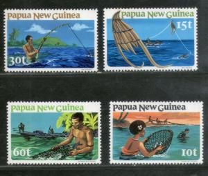 Papua New Guinea 1981 Fish Net Fishing Methods Sc 545-48 MNH # 445