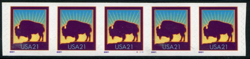 3475 US 21c Bison SA coil, MNH PNC5 #V1111 P/V