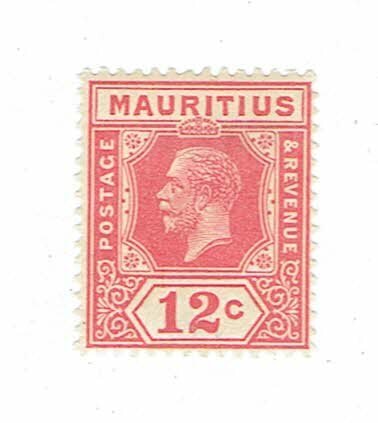 MAURITIUS SCOTT#190 1922 12c KING GEORGE V - MH