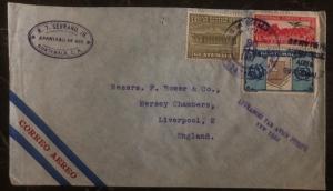 1937 Guatemala City Guatemala Airmail Cover To Liverpool England Via New York
