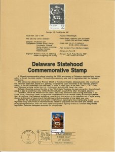 US SP800 Delaware Statehood Souvenir Page #2336