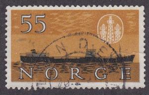 Norway # 385, Freighter & Oil Derricks, Used, 1/3 Cat.