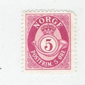 NORWAY SCOTT#165 - POST HORN AND LION III 5ore  - USED