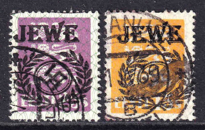 ESTONIA  JEWE OVERPRINTS CDS F/VF TO VF SOUND x2 #5