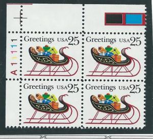 US#2428 Christmas 1989 25c Plate Block of 4 (MNH) CV $2.50