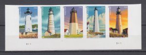 (A) USA #4795b New England Lighthouses Strip of 5 Forever Stamps MNH