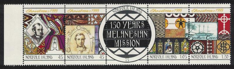 Norfolk Christmas 150th Anniversary of Melanesian Mission 5v Strip SG#717-721