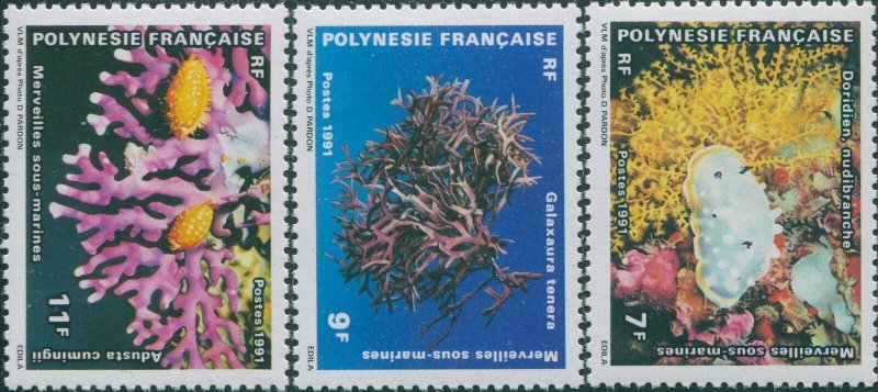 French Polynesia 1991 Sc#557-559,SG607-609 Undersea Wonders set MNH