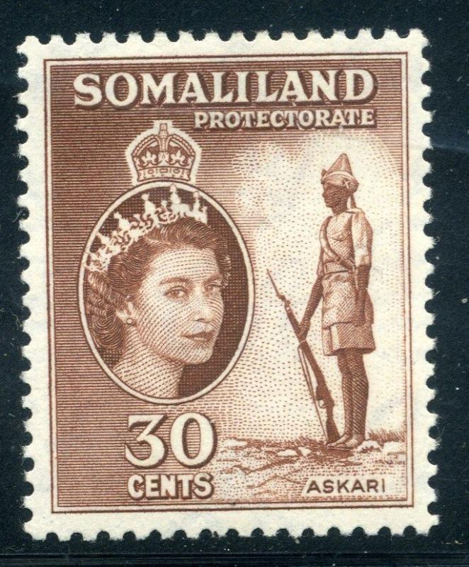 SOMALILAND;  1953 early QEII issue fine Mint hinged value  30c.  