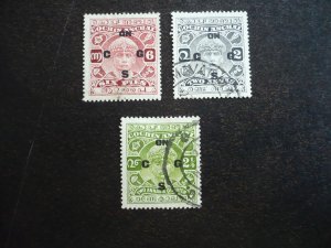 Stamps - India Cochin - Scott# O38,O41,O42 - Used Part Set of 3 Stamps